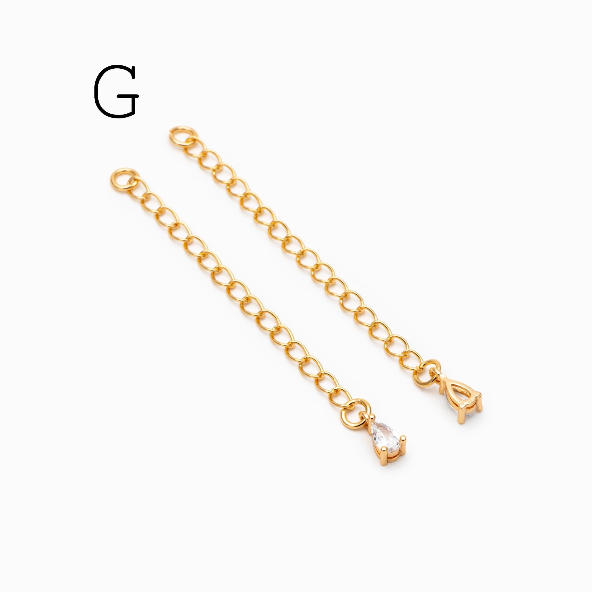 4pcs Gold/ Silver Tone Lobster Claw Clasps with Extender Chain , Gold/ Rhodium plated Brass, Necklace Bracelet Extension Chain (GB-4711)